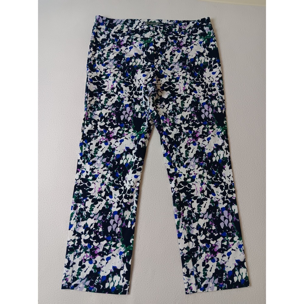 Erica‎ Taylor Stitch Fix Floral Ankle Pants XL Navy Purple Abstract Straight Leg